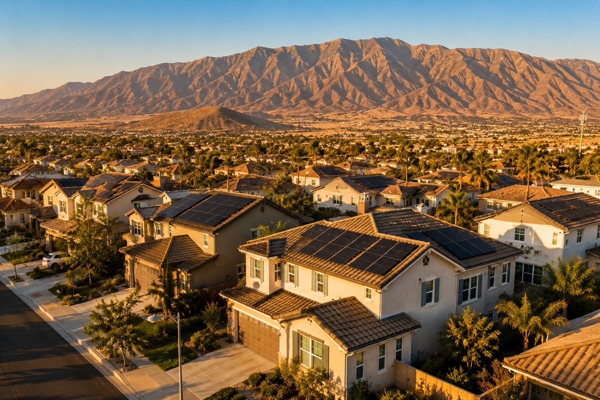Inland Empire suburban homes with solar panels