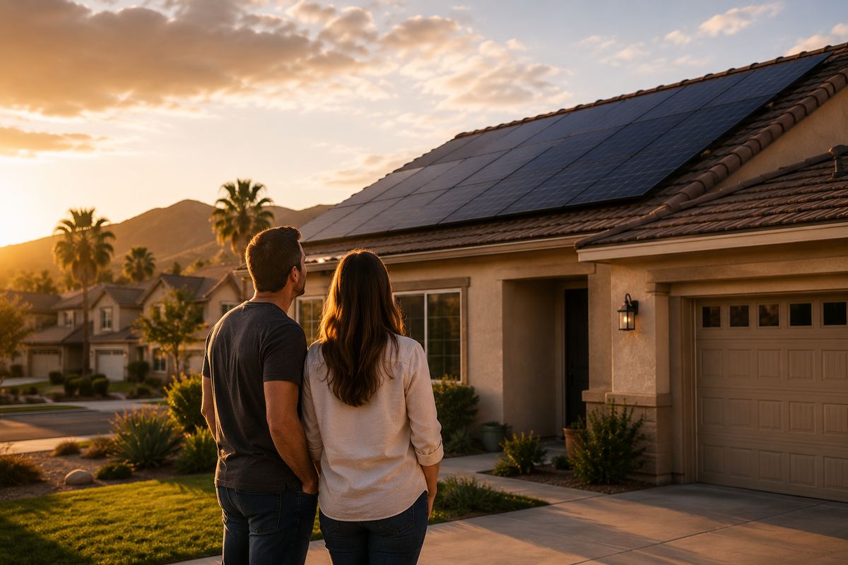 Homeowners reviewing a solar proposal at their kitchen table