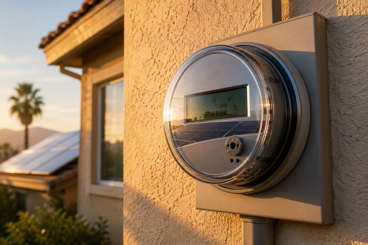 Smart electric meter on a California home
